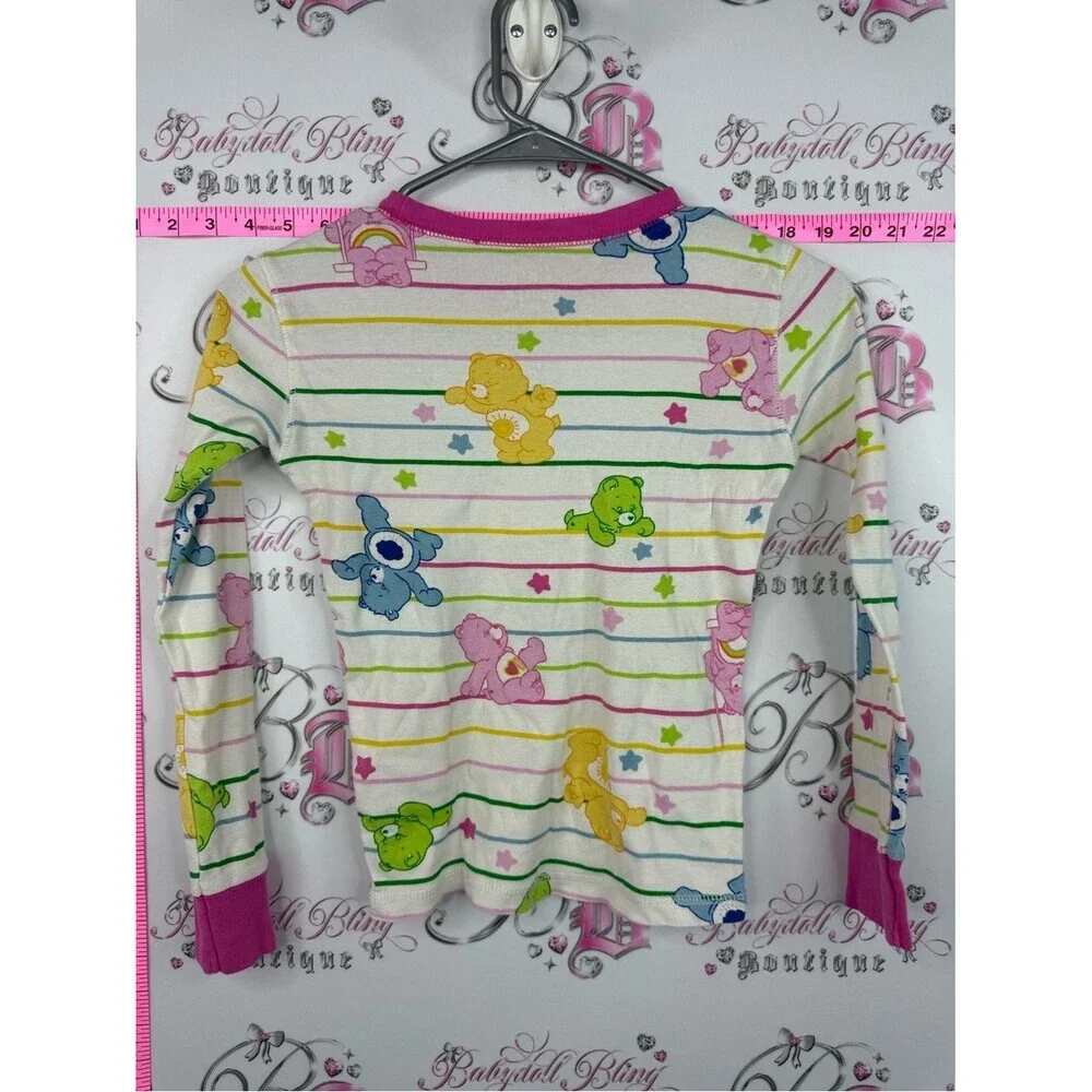 Care Bears Cream Striped Pajama Set with Pink Trim